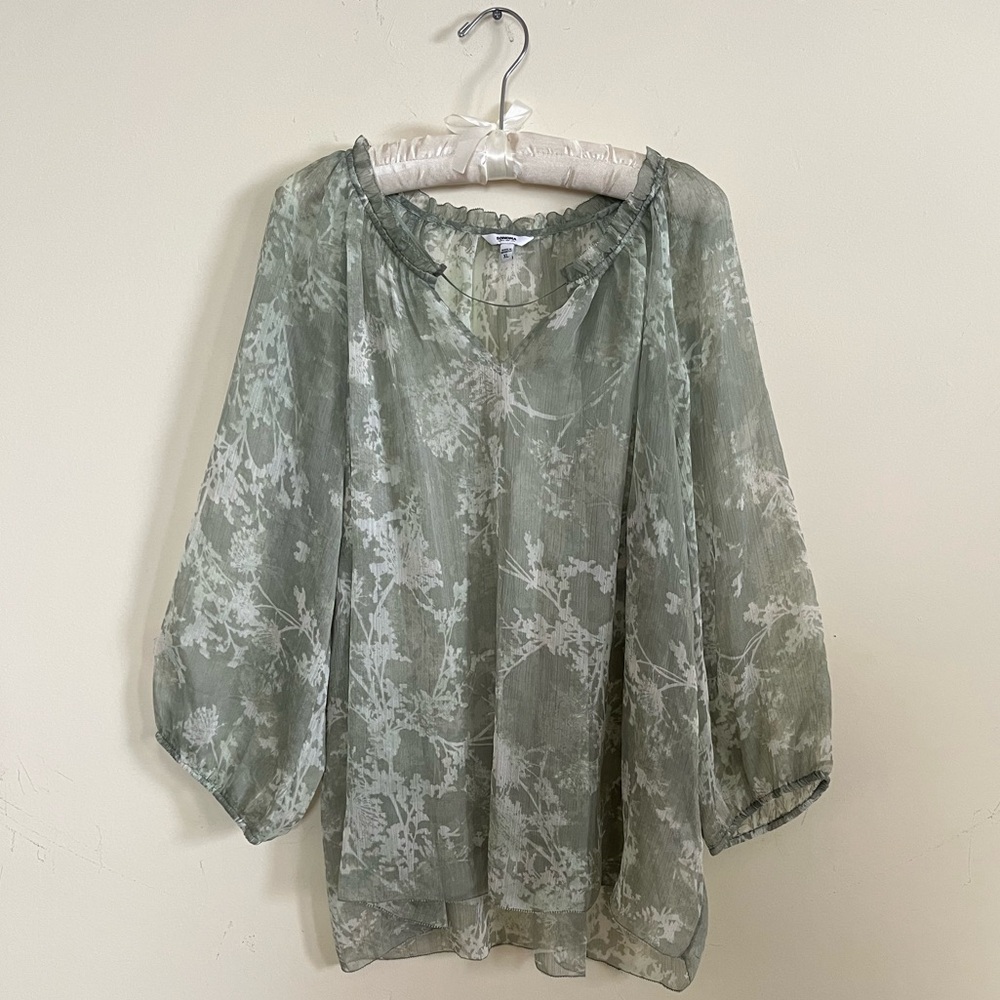 Sonoma Fairycore Mesh Floral Blouse in Sage